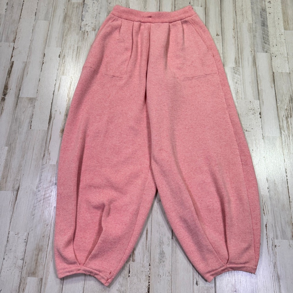 Free People Beach Freya Pants‎ Womens Small Pink Knit Balloon Harem Linen Blend